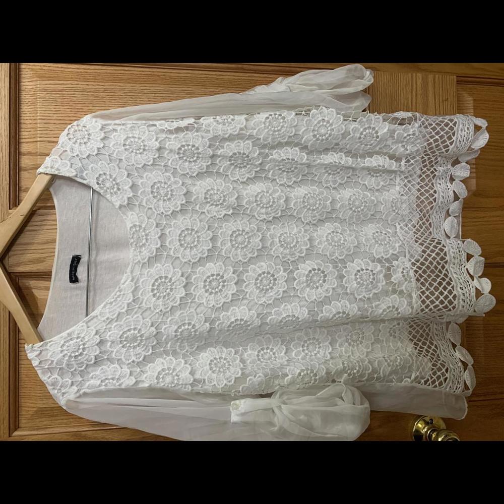 Lovely Ladies plus size 3XL white crocheted blouse made in italy summer spring